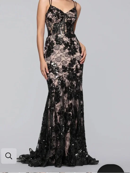 BLONDIE NITES DEBBIE" LONG SEQUIN CORSET TRUMPET GOWN SIZE 1 NWT - Picture 2 of 14